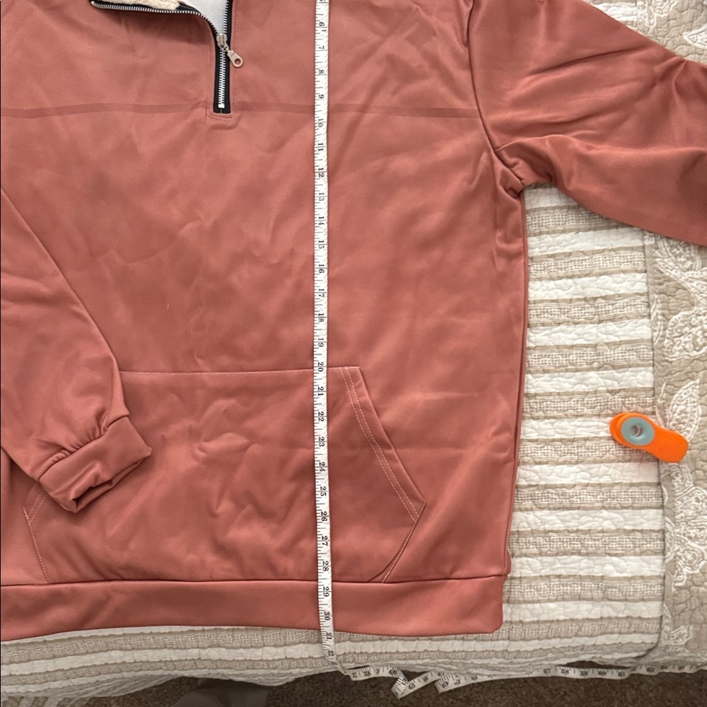 Men's Zip-Up Pullover Sweater - Terracotta - Picture 4 of 5
